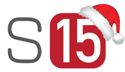 White S15 logo with Christmas hat